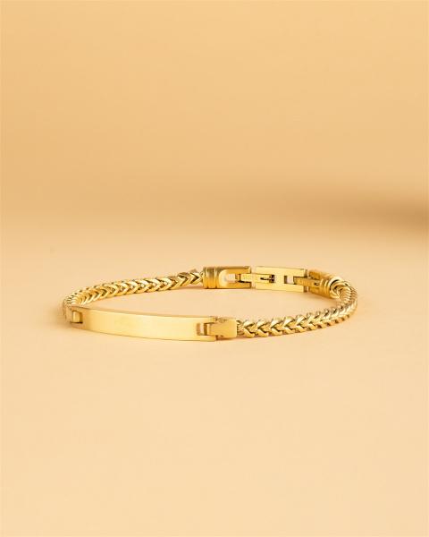 3mm breites Foxtail-Armband aus Edelstahl mit vergoldeter Oberfläche - Memento Gold